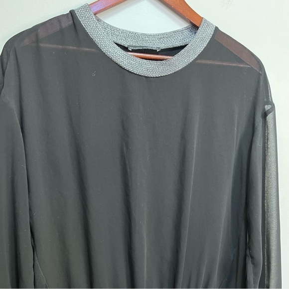 Zara Black Sheer Long Sleeve Blouse Size Small - Picture 2 of 5